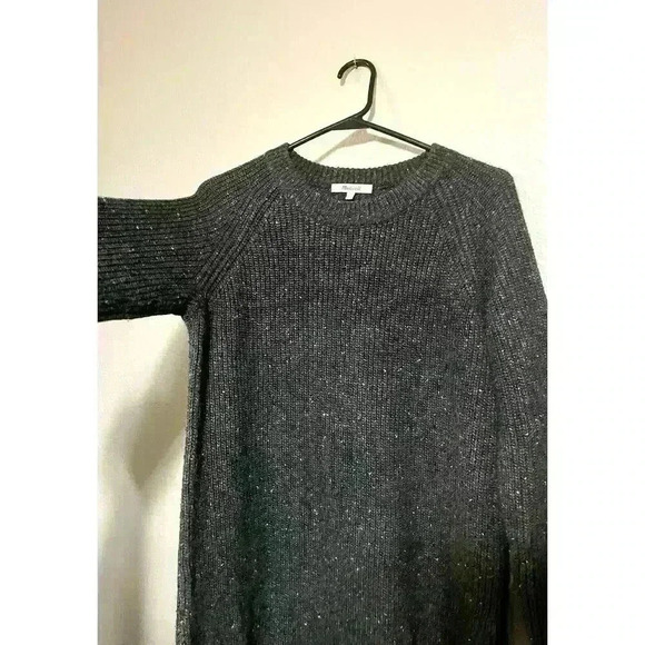 Madewell Wool Blend Curved Hem Donegal Sweater Dress Size S Charcoal Gray - Picture 6 of 9